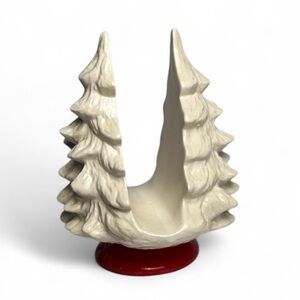 Elegant Cream and Red Ceramic Tree Napkin Holder